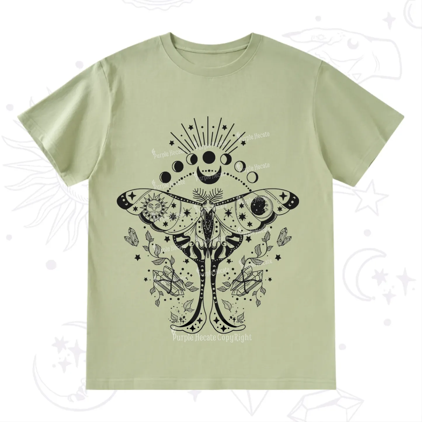Purplehecate Moonlit Celestial Moth T-Shirt