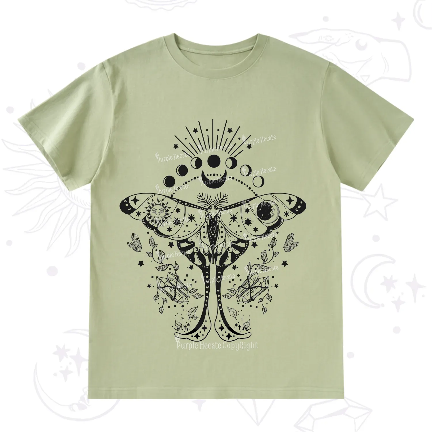 Purplehecate Moonlit Celestial Moth T-Shirt