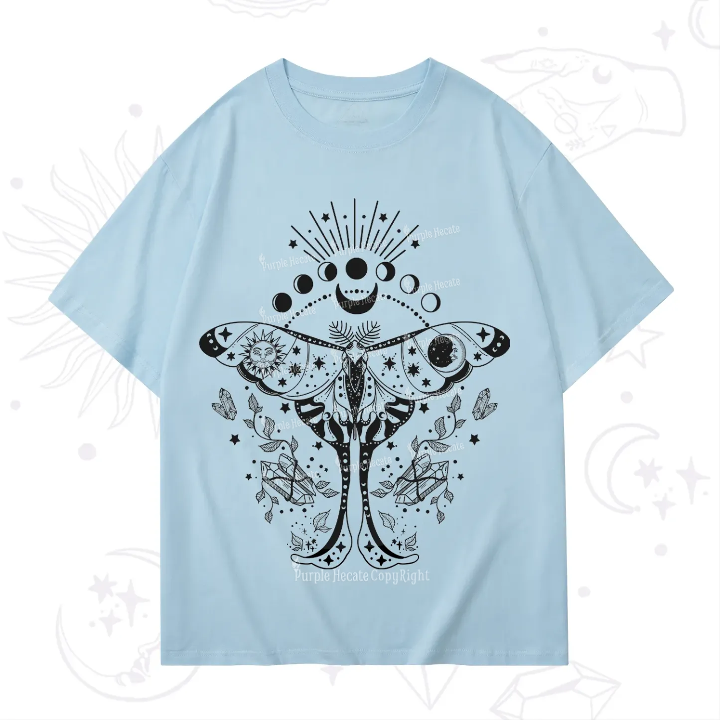 Purplehecate Moonlit Celestial Moth T-Shirt