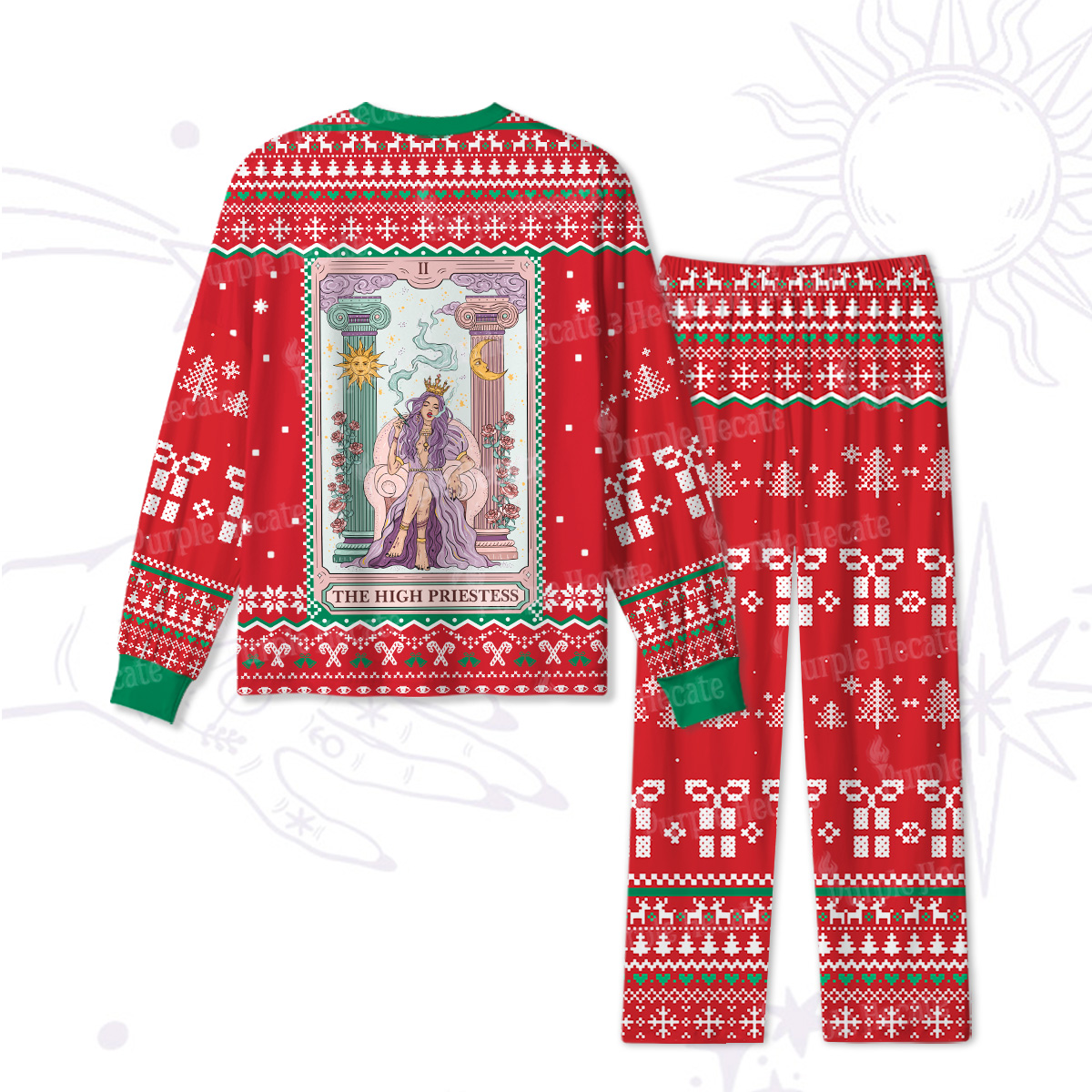 Purplehecate The High Priestess Tarot Card Christmas Pajamas