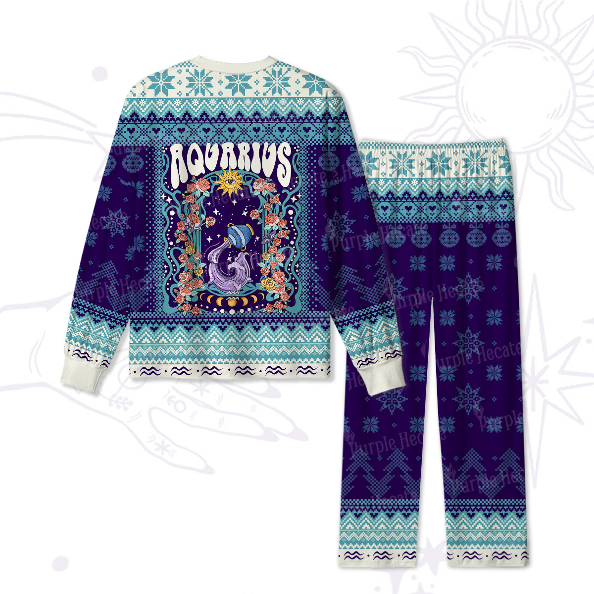Purplehecate Aquarius Spirit Zodiac Christmas Pajamas