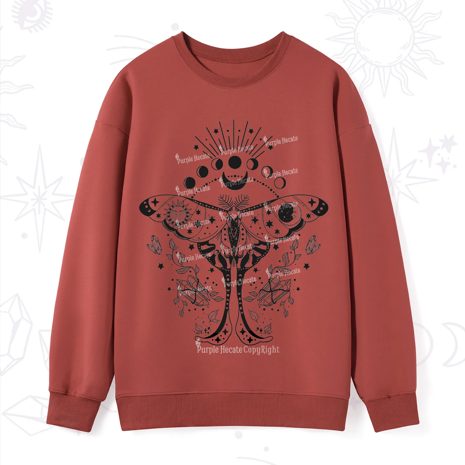 Purplehecate Moonlit Celestial Moth Sweatshirt