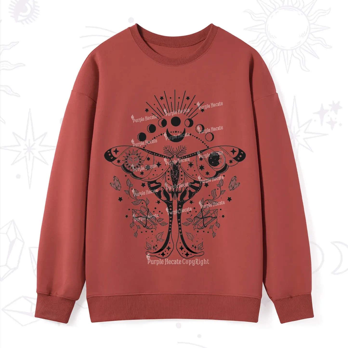 Purplehecate Moonlit Celestial Moth Sweatshirt