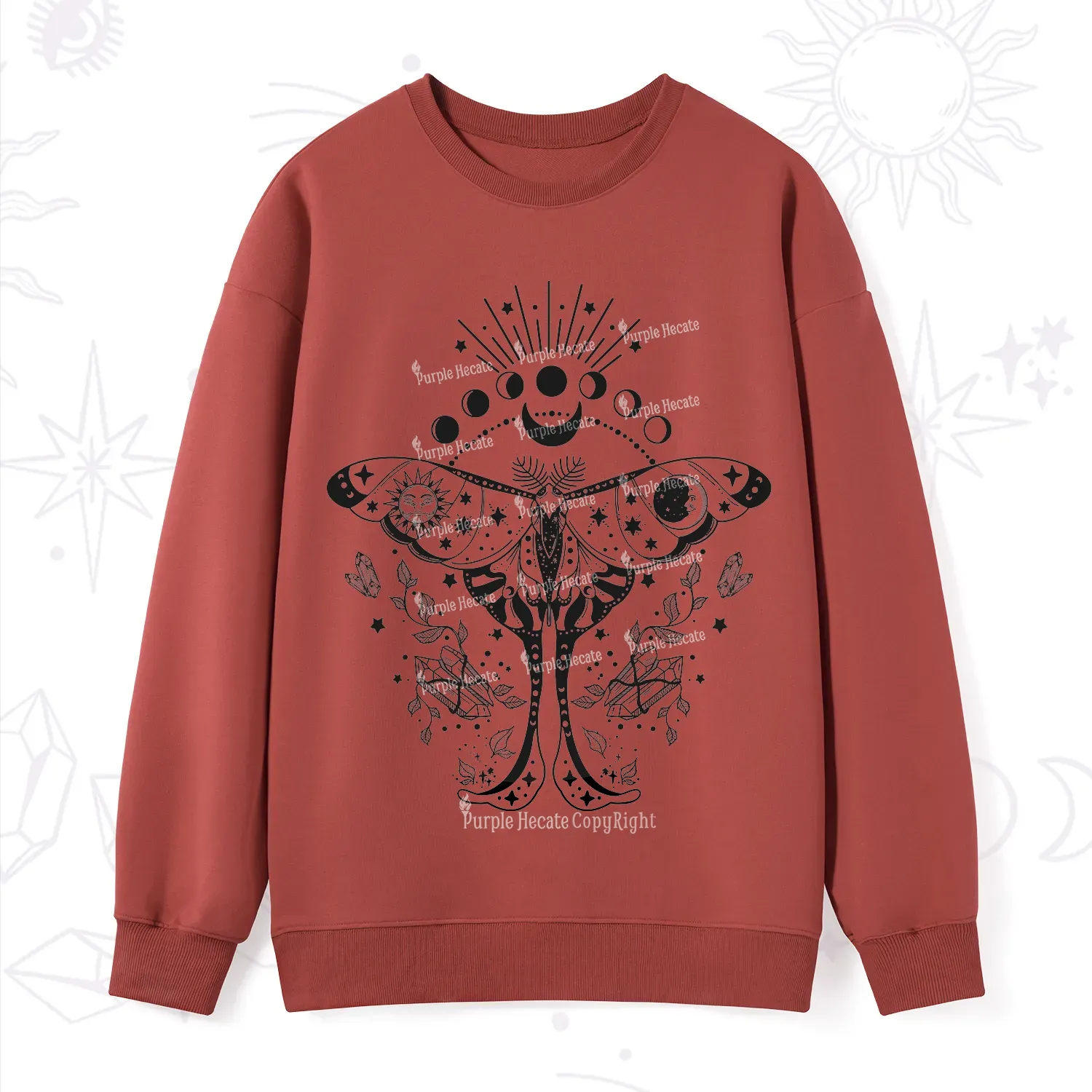 Purplehecate Moonlit Celestial Moth Sweatshirt