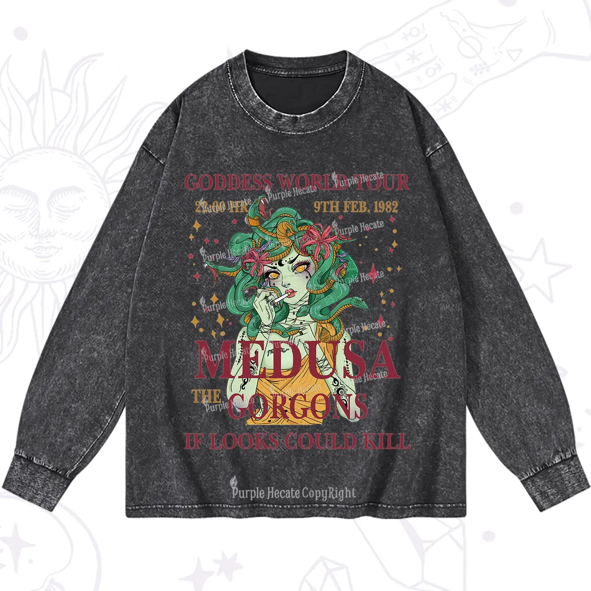 Purplehecate Medusa The Gorgons Washed Long Sleeve Shirt