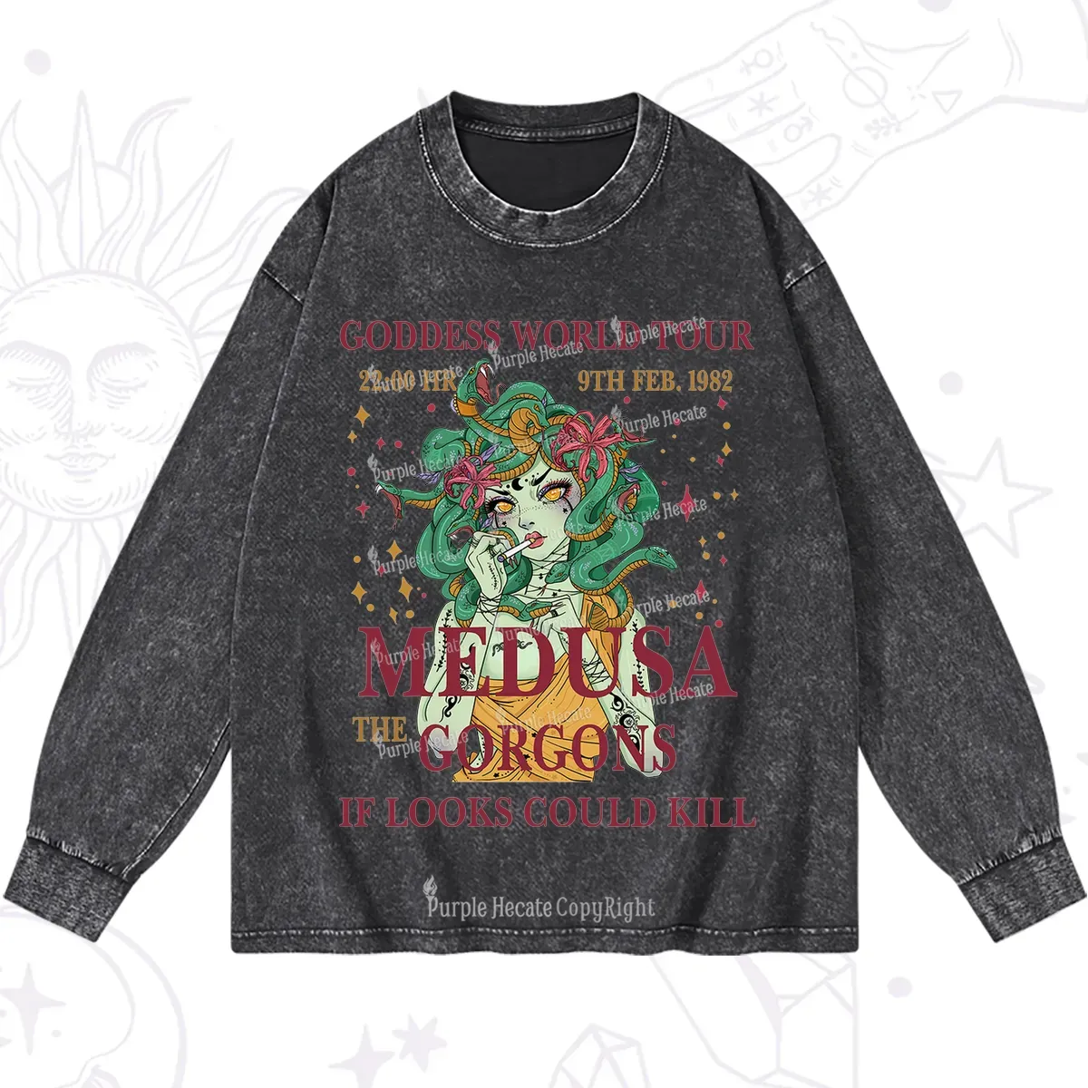 Purplehecate Medusa The Gorgons Washed Long Sleeve Shirt