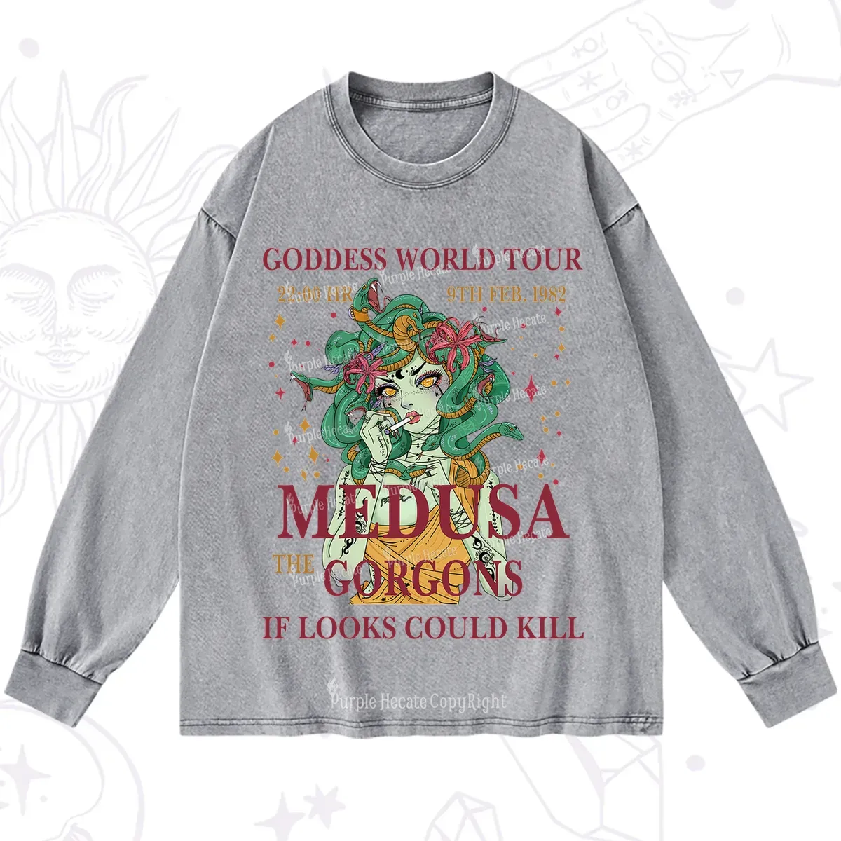 Purplehecate Medusa The Gorgons Washed Long Sleeve Shirt