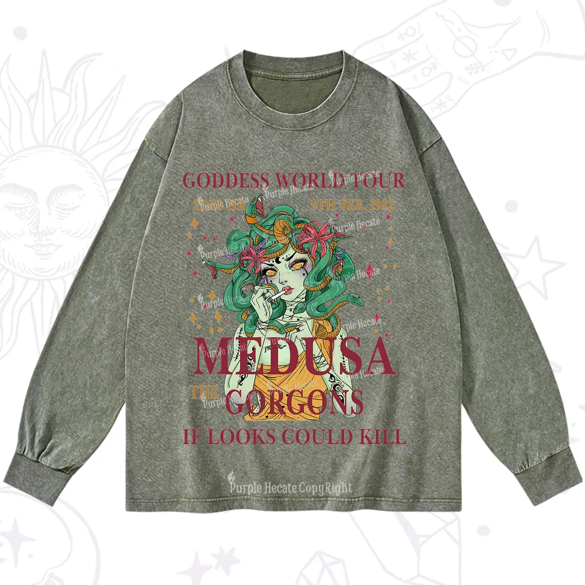Purplehecate Medusa The Gorgons Washed Long Sleeve Shirt