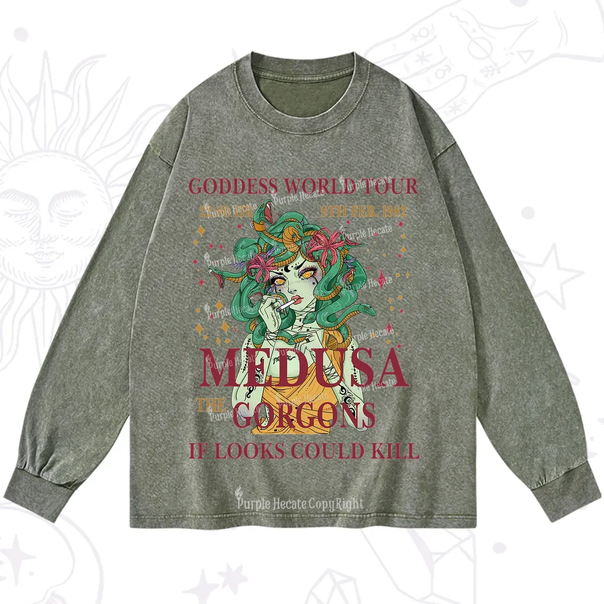 Purplehecate Medusa The Gorgons Washed Long Sleeve Shirt