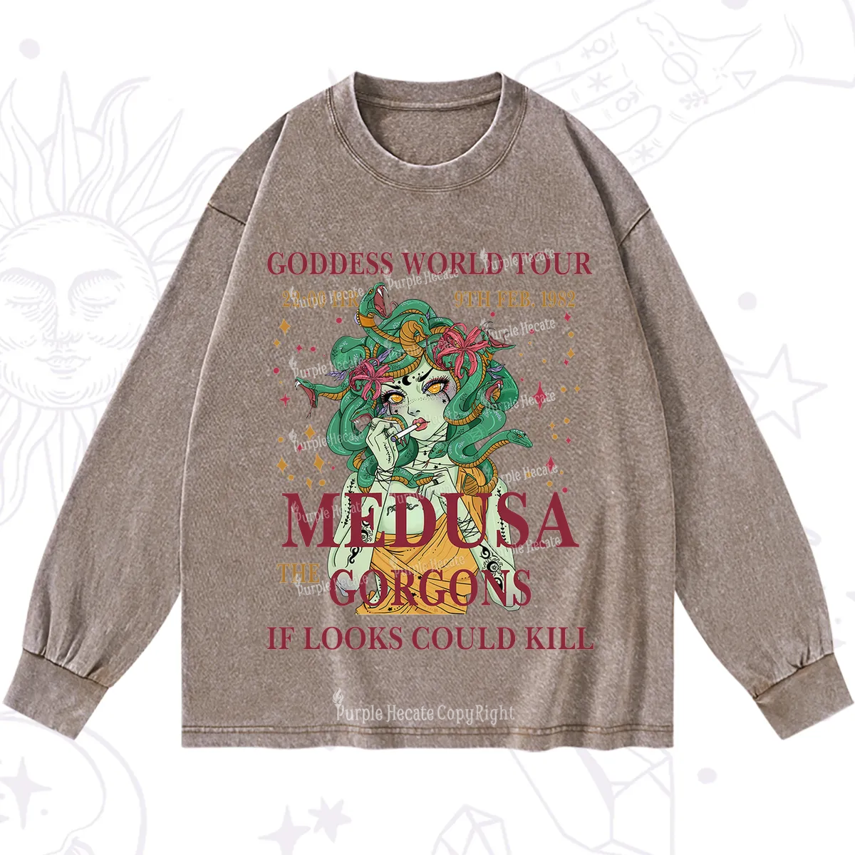 Purplehecate Medusa The Gorgons Washed Long Sleeve Shirt