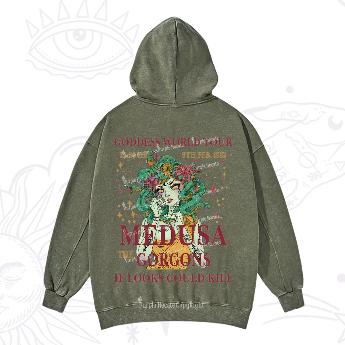 Purplehecate Medusa The Gorgons Washed Hoodie