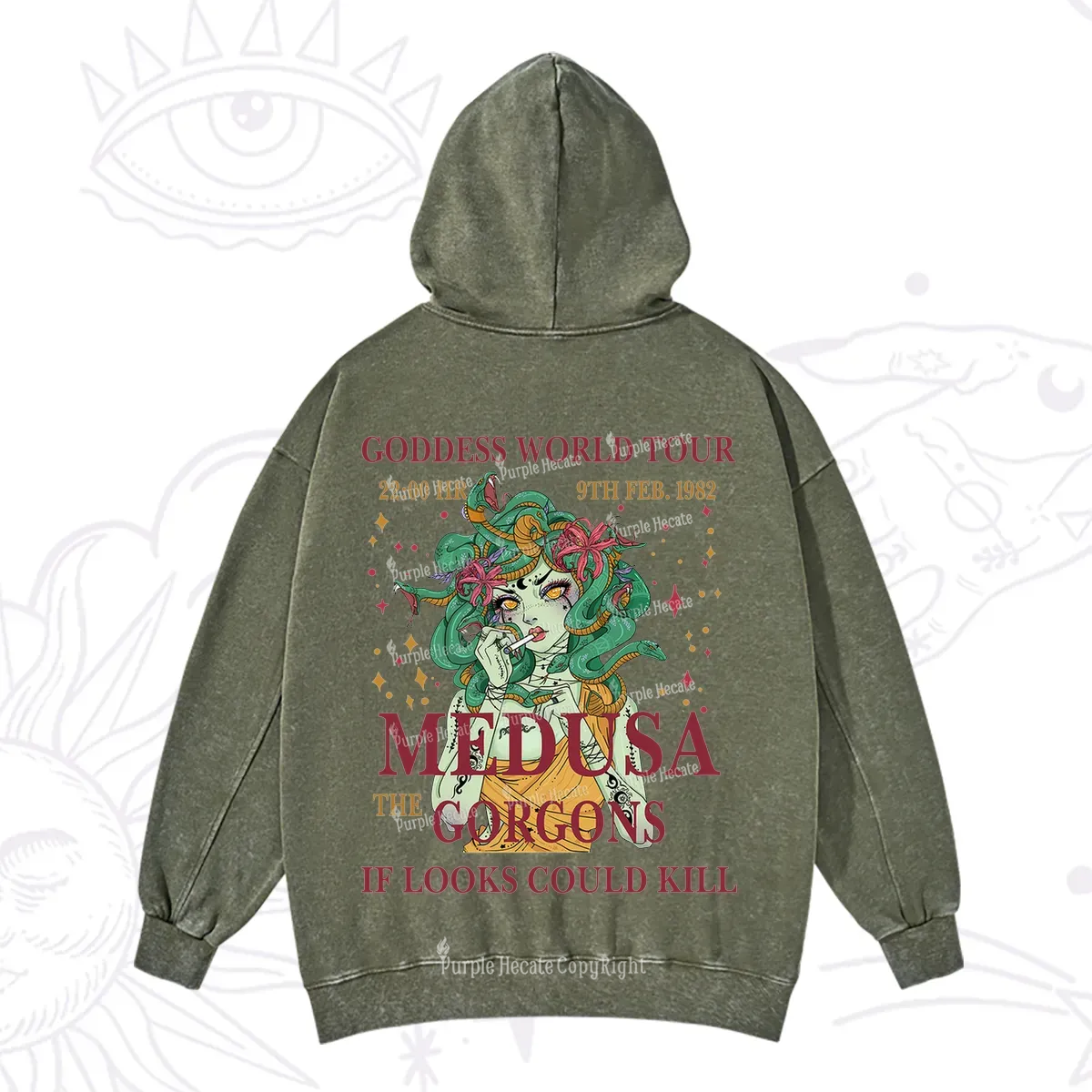Purplehecate Medusa The Gorgons Washed Hoodie