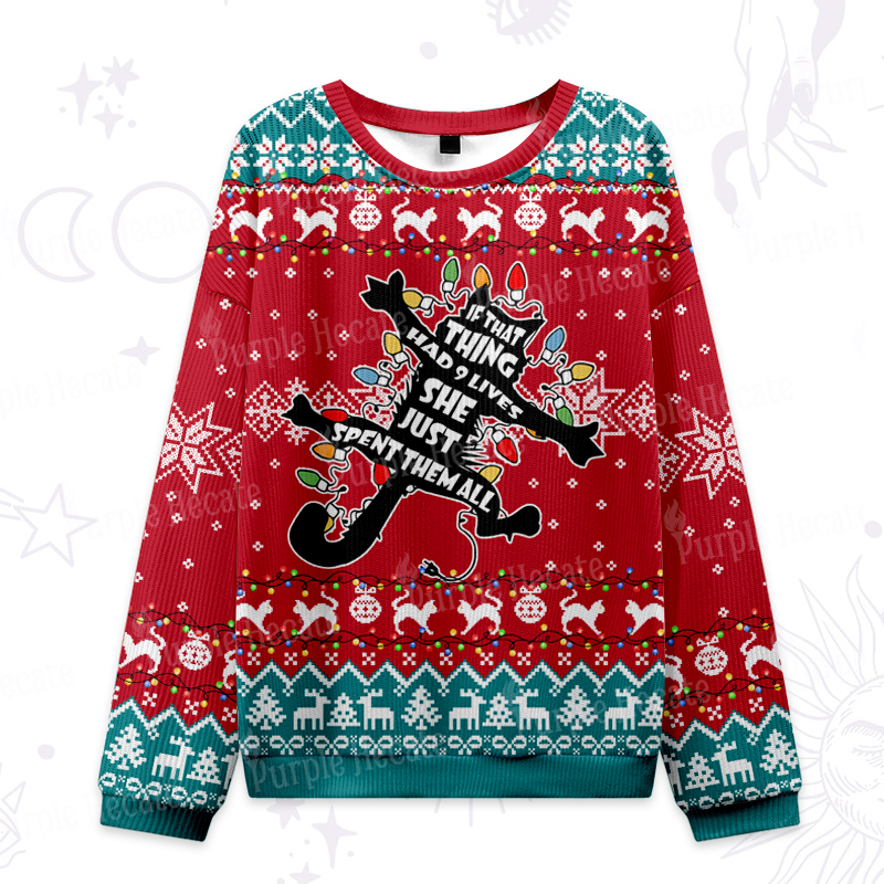 Purplehecate Nine Lives Gone Wrong Ugly Christmas Sweatshirts