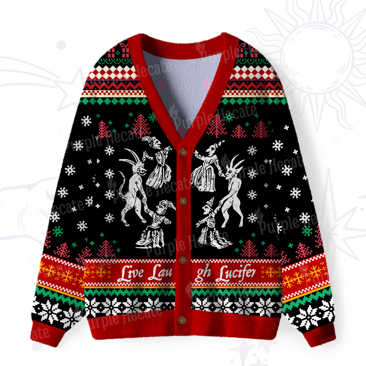 Purplehecate Live Laugh Lucifer Ugly Cardigan Sweaters