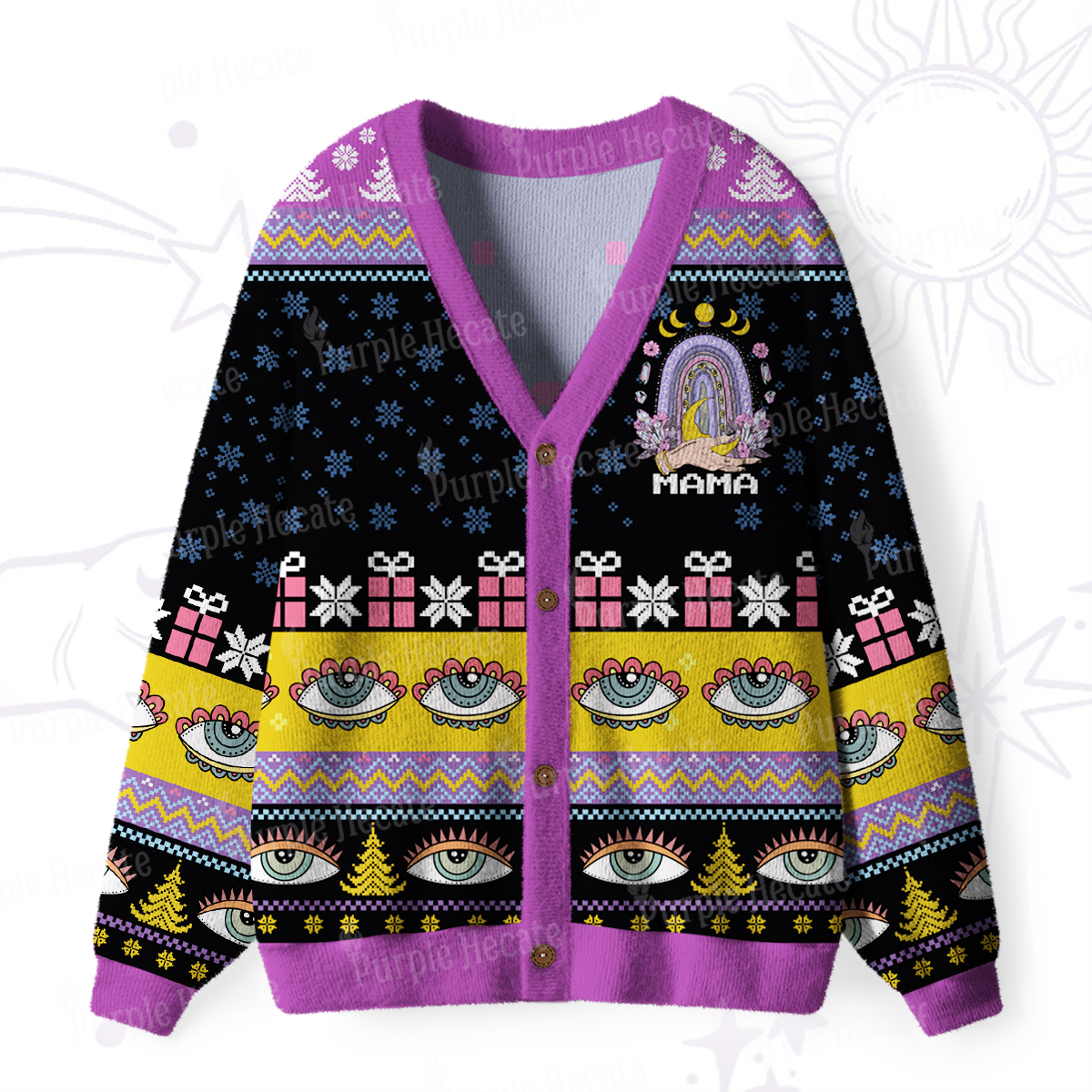 Purplehecate Gothic Mama Rainbow Ugly Cardigan Sweaters