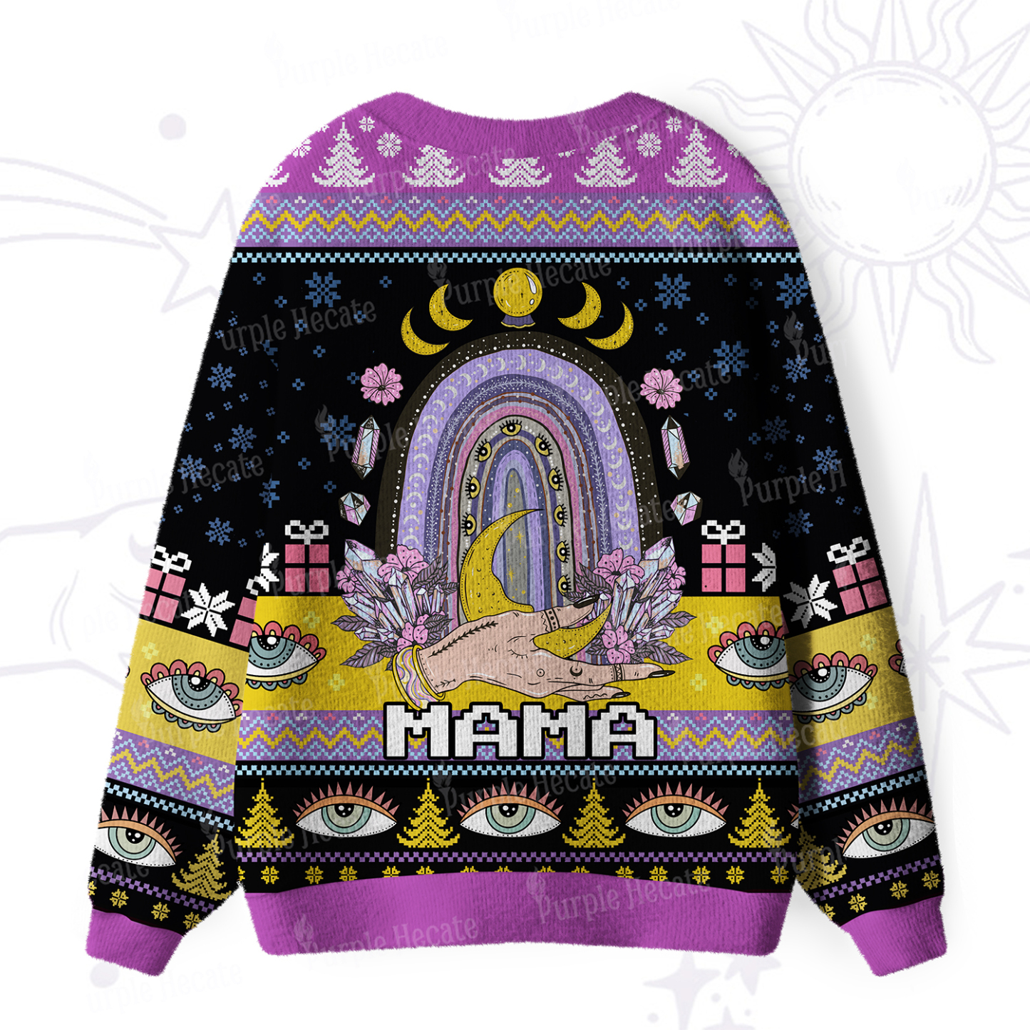 Purplehecate Gothic Mama Rainbow Ugly Cardigan Sweaters