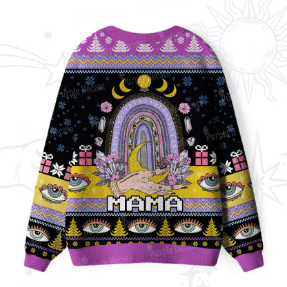Purplehecate Gothic Mama Rainbow Ugly Cardigan Sweaters