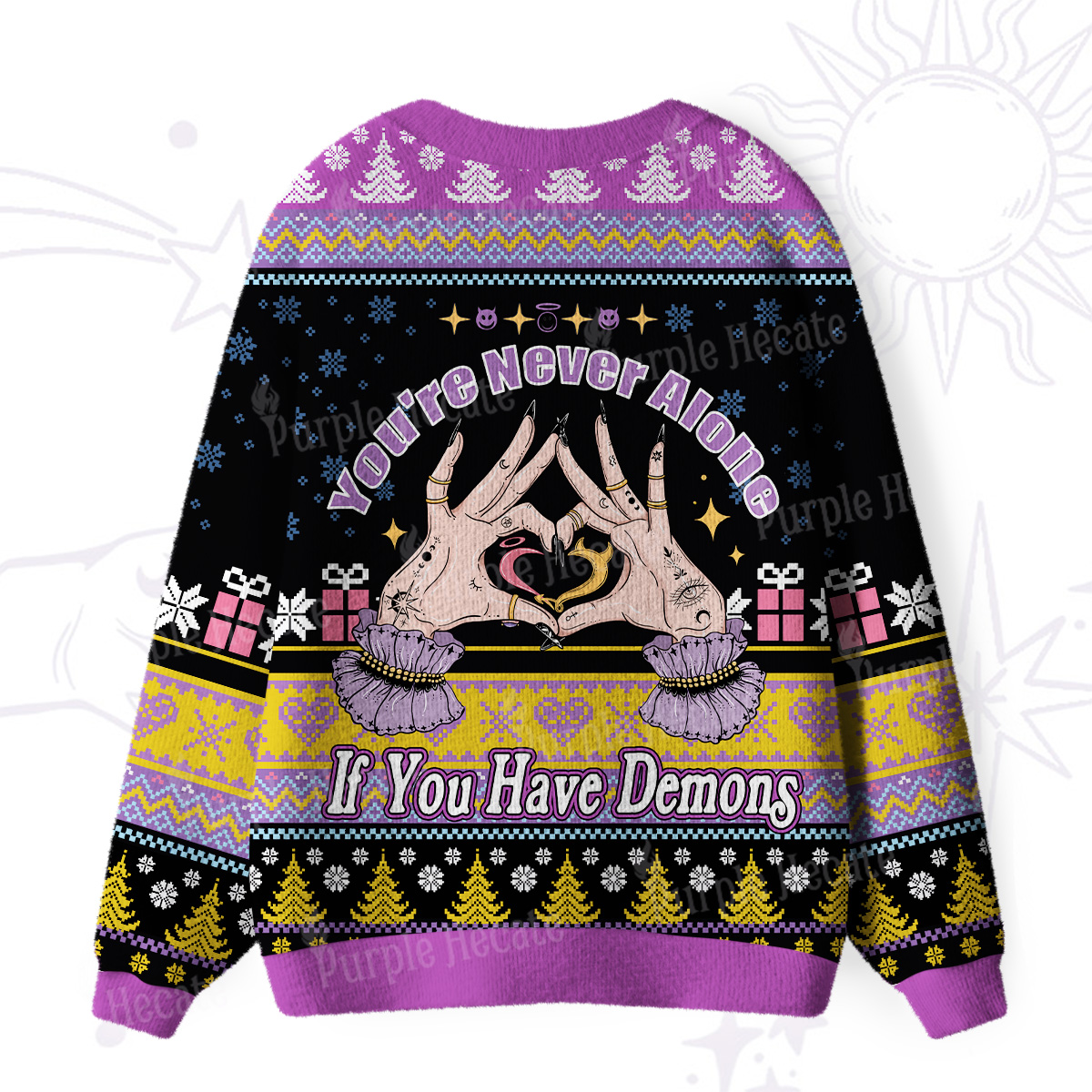 Purplehecate You're Never Alone If You Have Demons Ugly Cardigan Sweaters