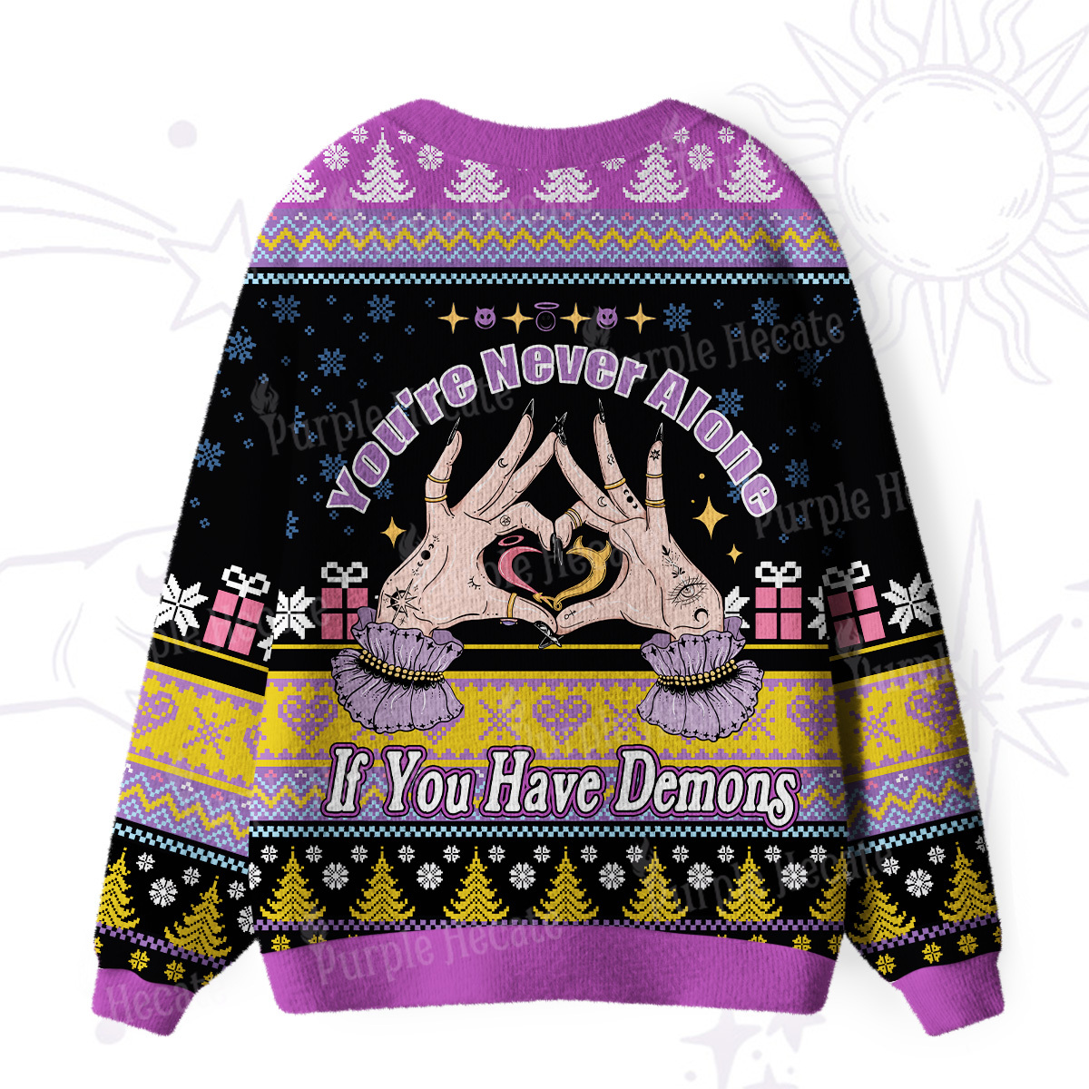 Purplehecate You're Never Alone If You Have Demons Ugly Cardigan Sweaters