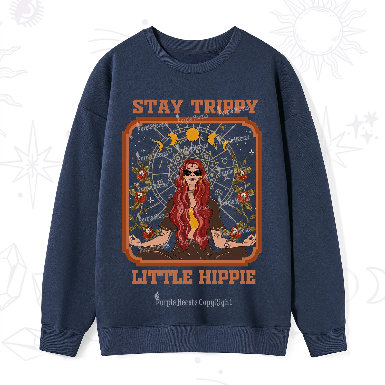 Purplehecate Stay Trippy Little Witchy Hippie Sweatshirt
