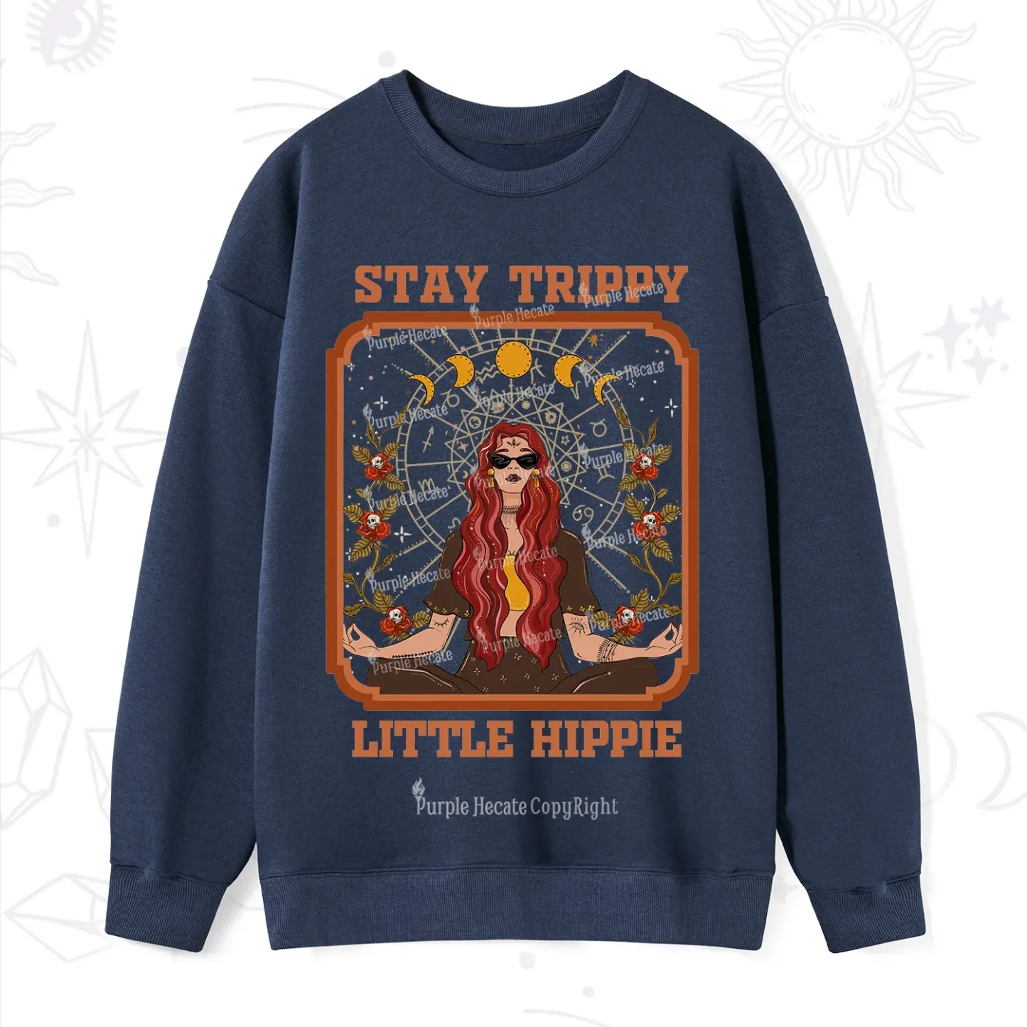 Purplehecate Stay Trippy Little Witchy Hippie Sweatshirt