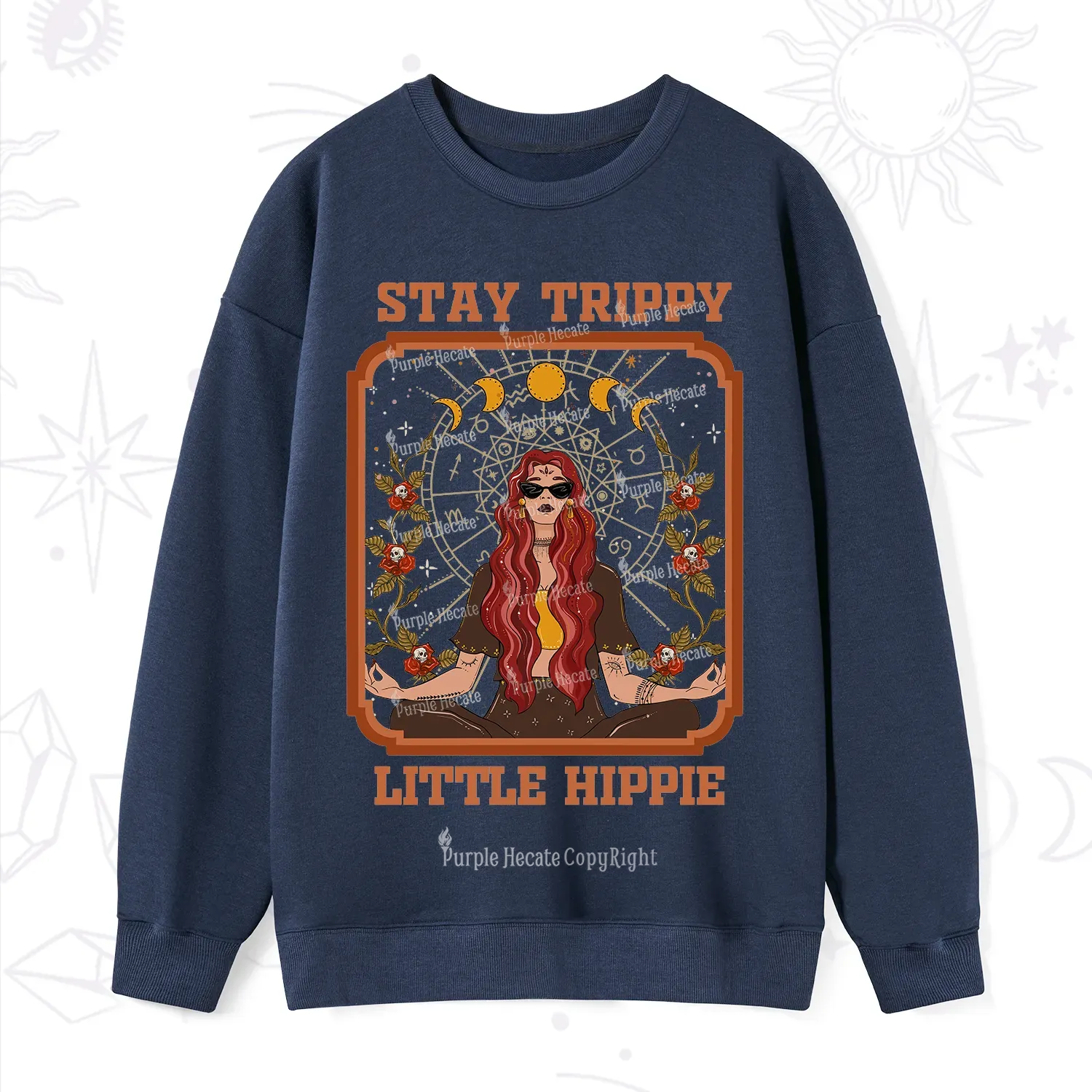 Purplehecate Stay Trippy Little Witchy Hippie Sweatshirt
