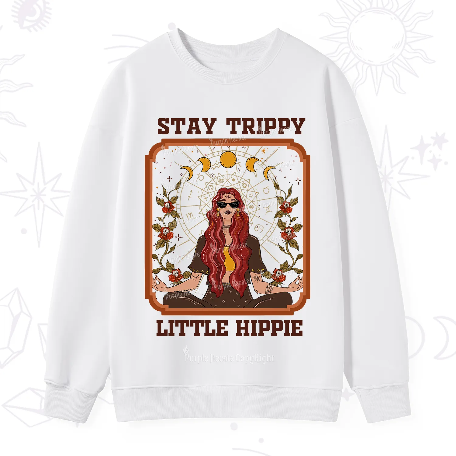 Purplehecate Stay Trippy Little Witchy Hippie Sweatshirt