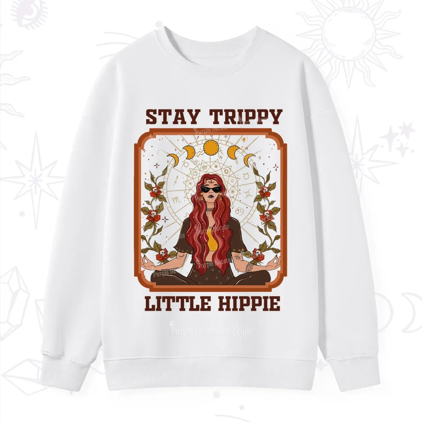 Purplehecate Stay Trippy Little Witchy Hippie Sweatshirt