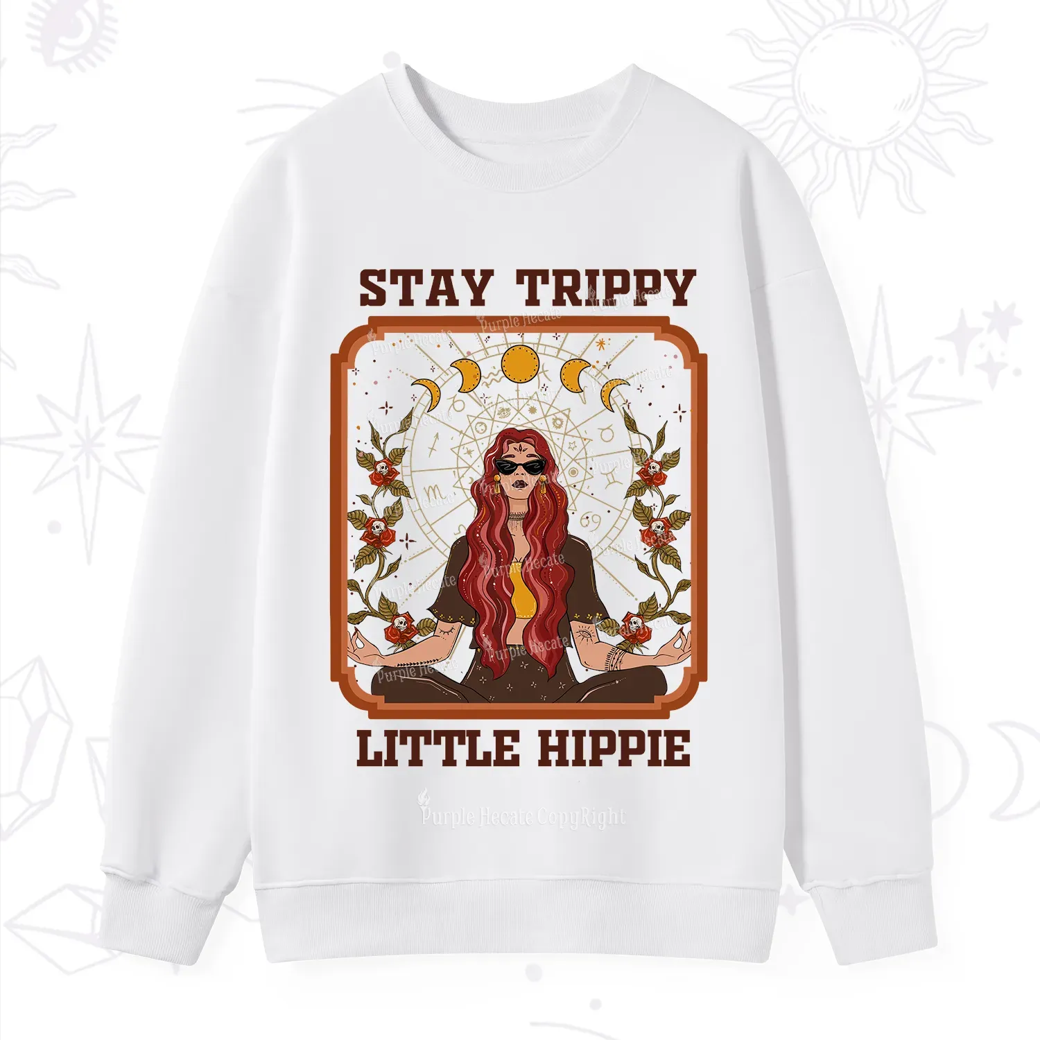 Purplehecate Stay Trippy Little Witchy Hippie Sweatshirt