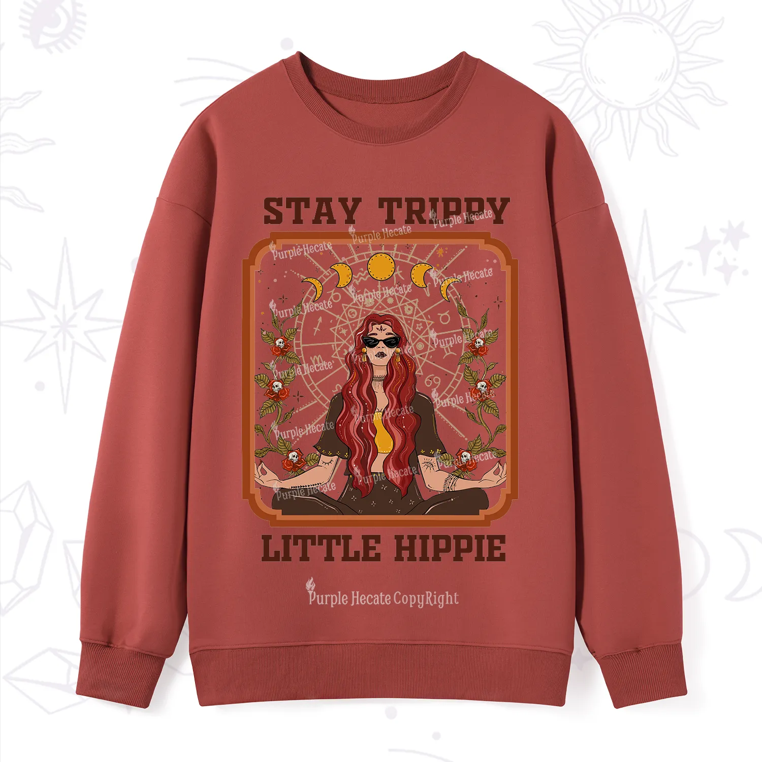 Purplehecate Stay Trippy Little Witchy Hippie Sweatshirt