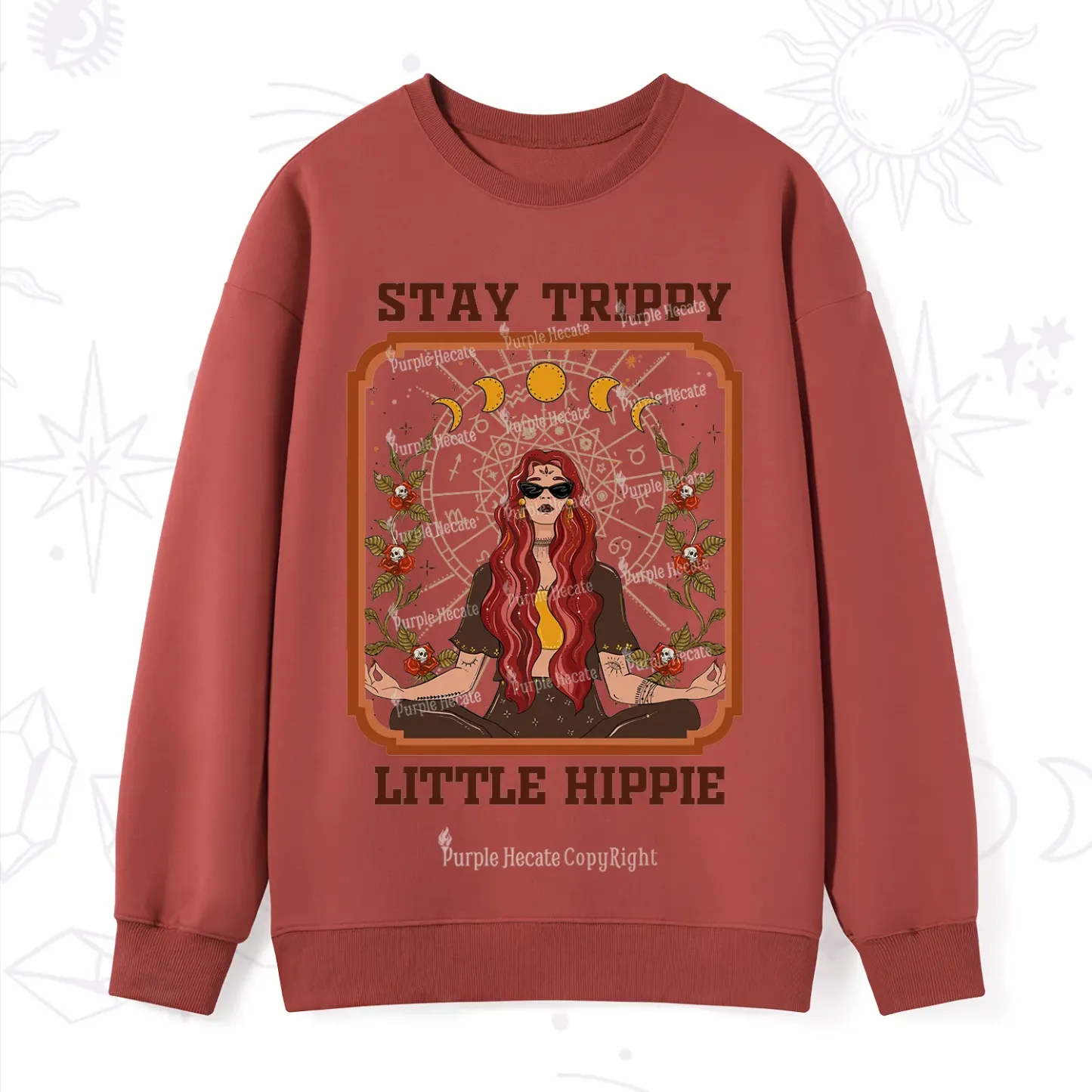 Purplehecate Stay Trippy Little Witchy Hippie Sweatshirt