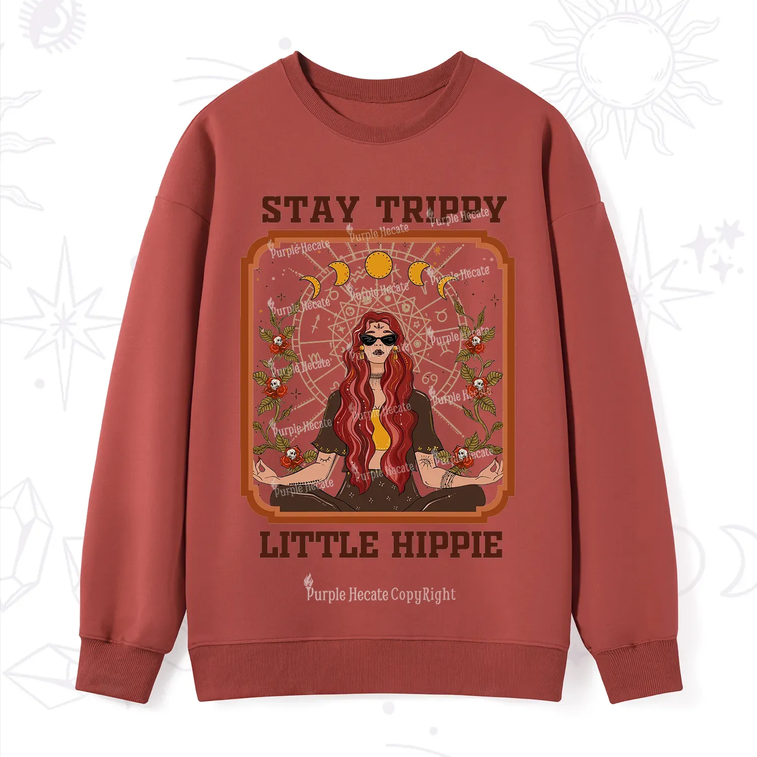 Purplehecate Stay Trippy Little Witchy Hippie Sweatshirt