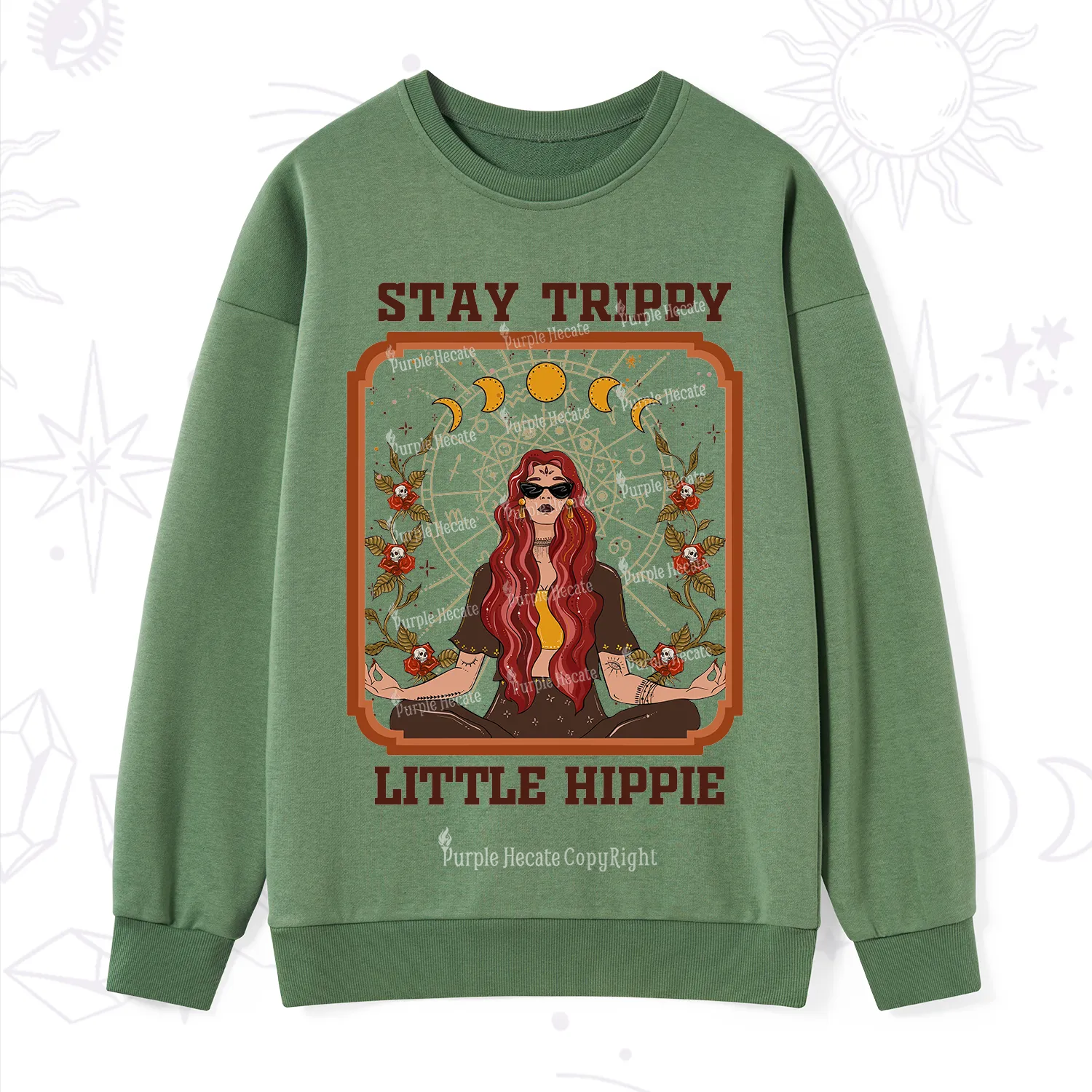 Purplehecate Stay Trippy Little Witchy Hippie Sweatshirt
