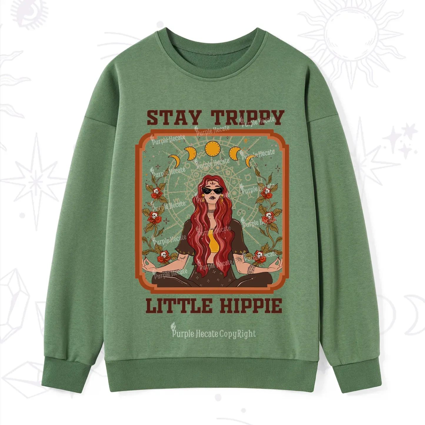 Purplehecate Stay Trippy Little Witchy Hippie Sweatshirt