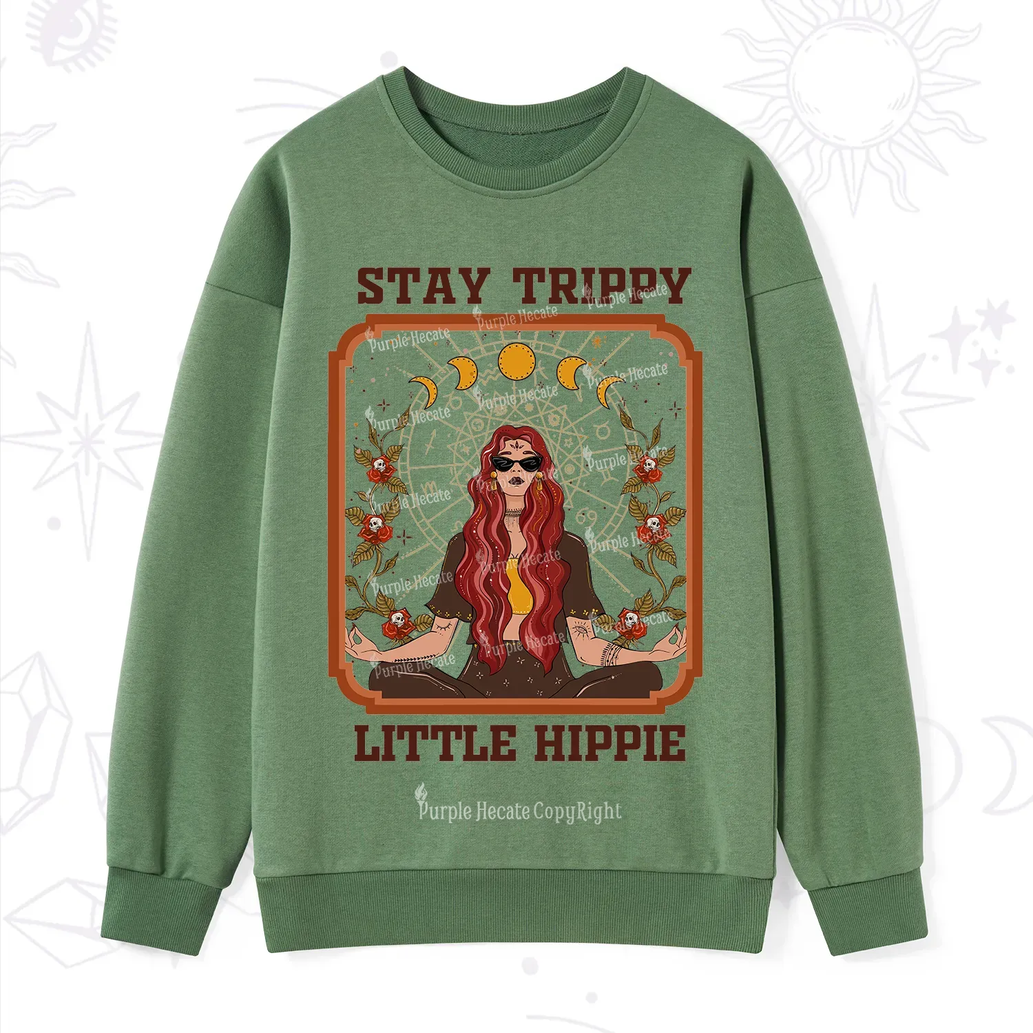 Purplehecate Stay Trippy Little Witchy Hippie Sweatshirt