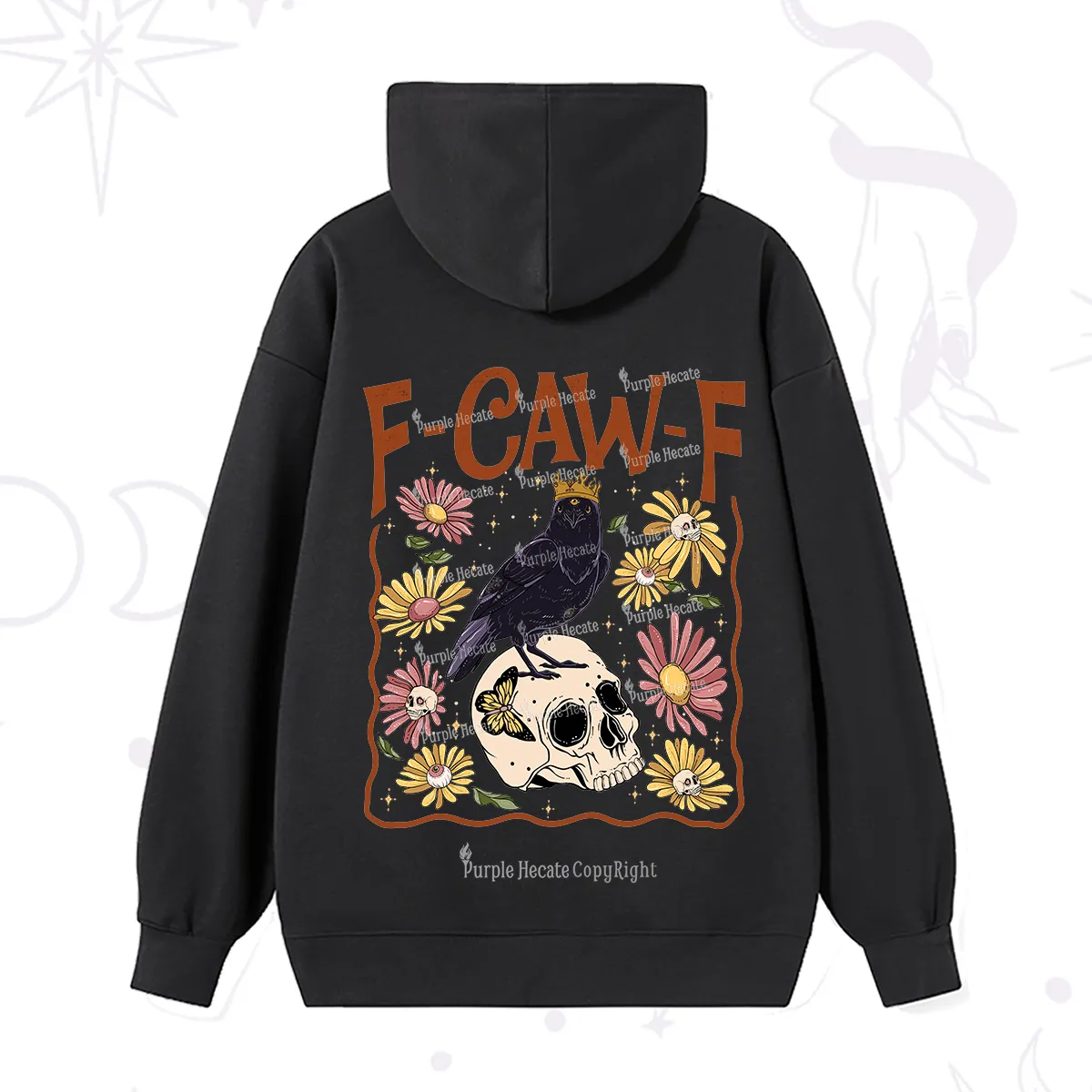 Purplehecate Funny F-Caw-F Crow Hoodie