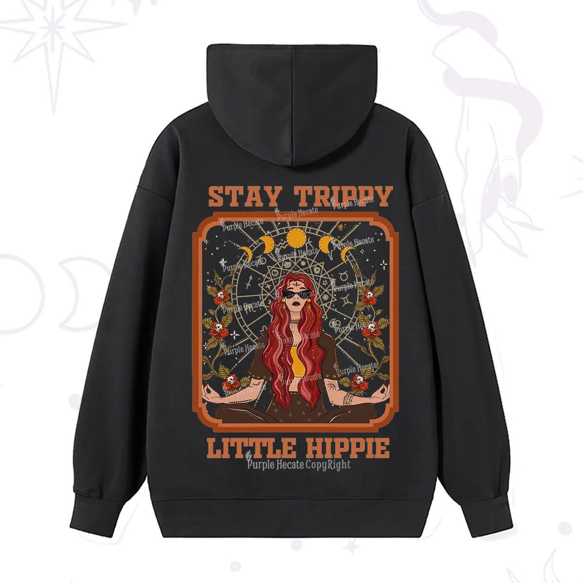 Purplehecate Stay Trippy Little Witchy Hippie Hoodie
