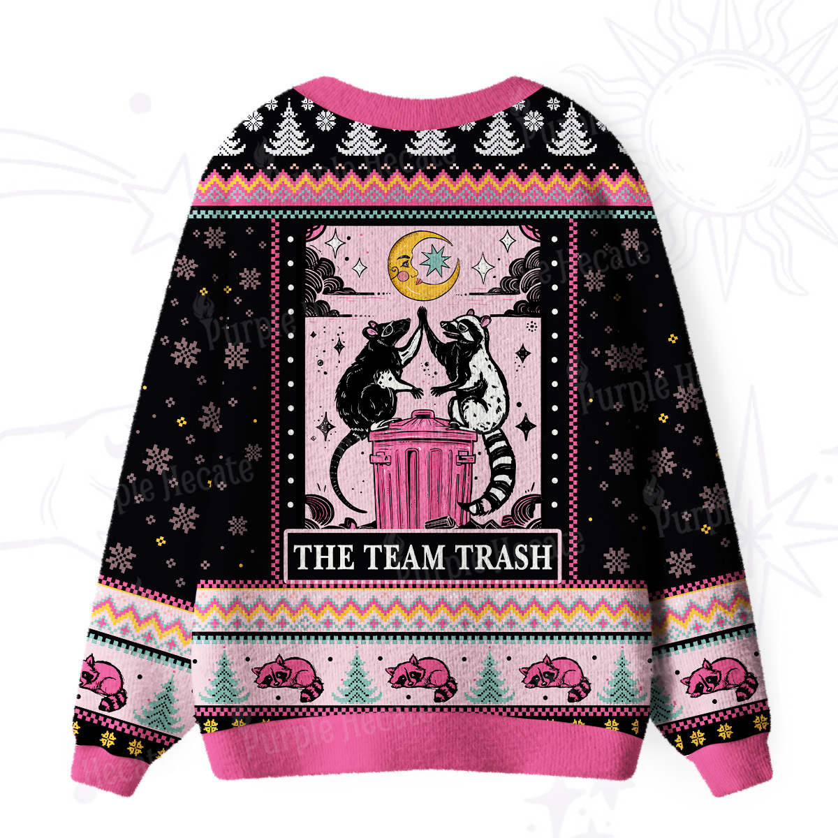 Purplehecate The Team Trash Opossum Ugly Cardigan Sweaters