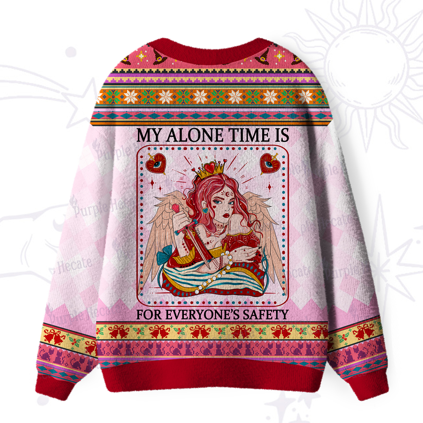 Purplehecate My Alone Time Is For Everyone's Safety Ugly Cardigan Sweaters