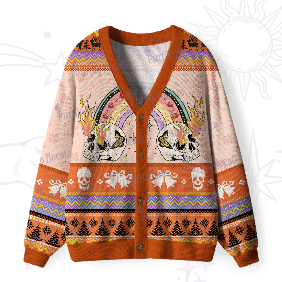 Purplehecate Everything Is Fine Ugly Cardigan Sweaters