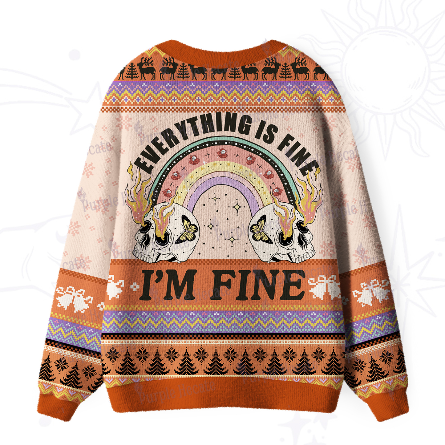 Purplehecate Everything Is Fine Ugly Cardigan Sweaters