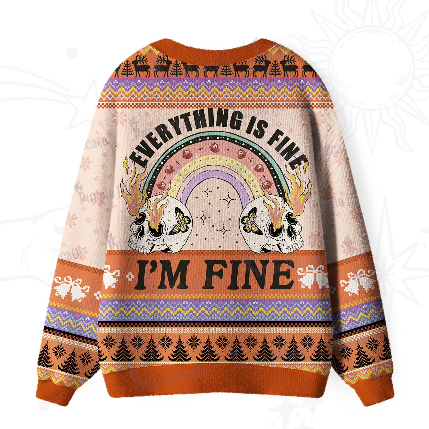 Purplehecate Everything Is Fine Ugly Cardigan Sweaters