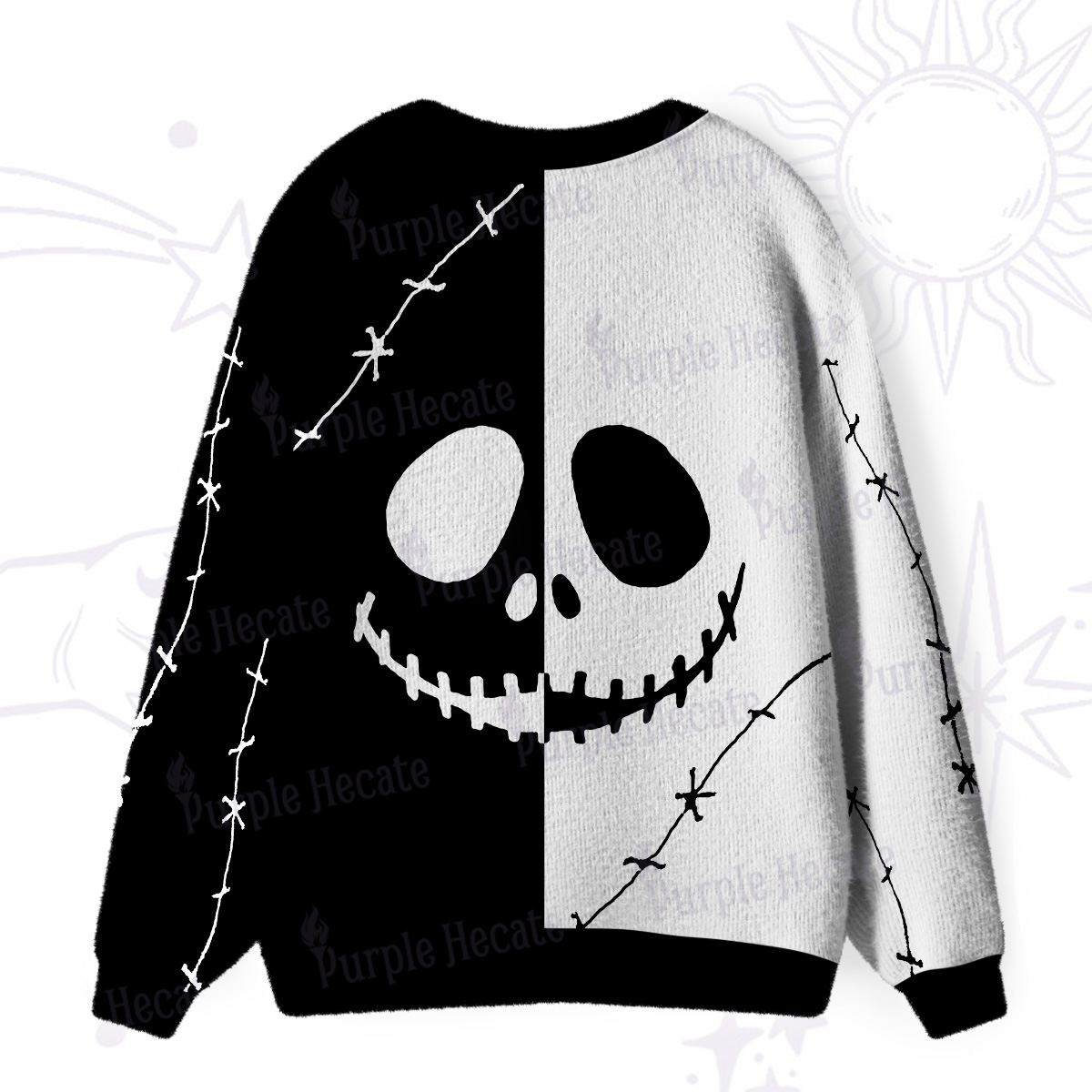 Purplehecate Nightmare Skeleton King Ugly Cardigan Sweaters