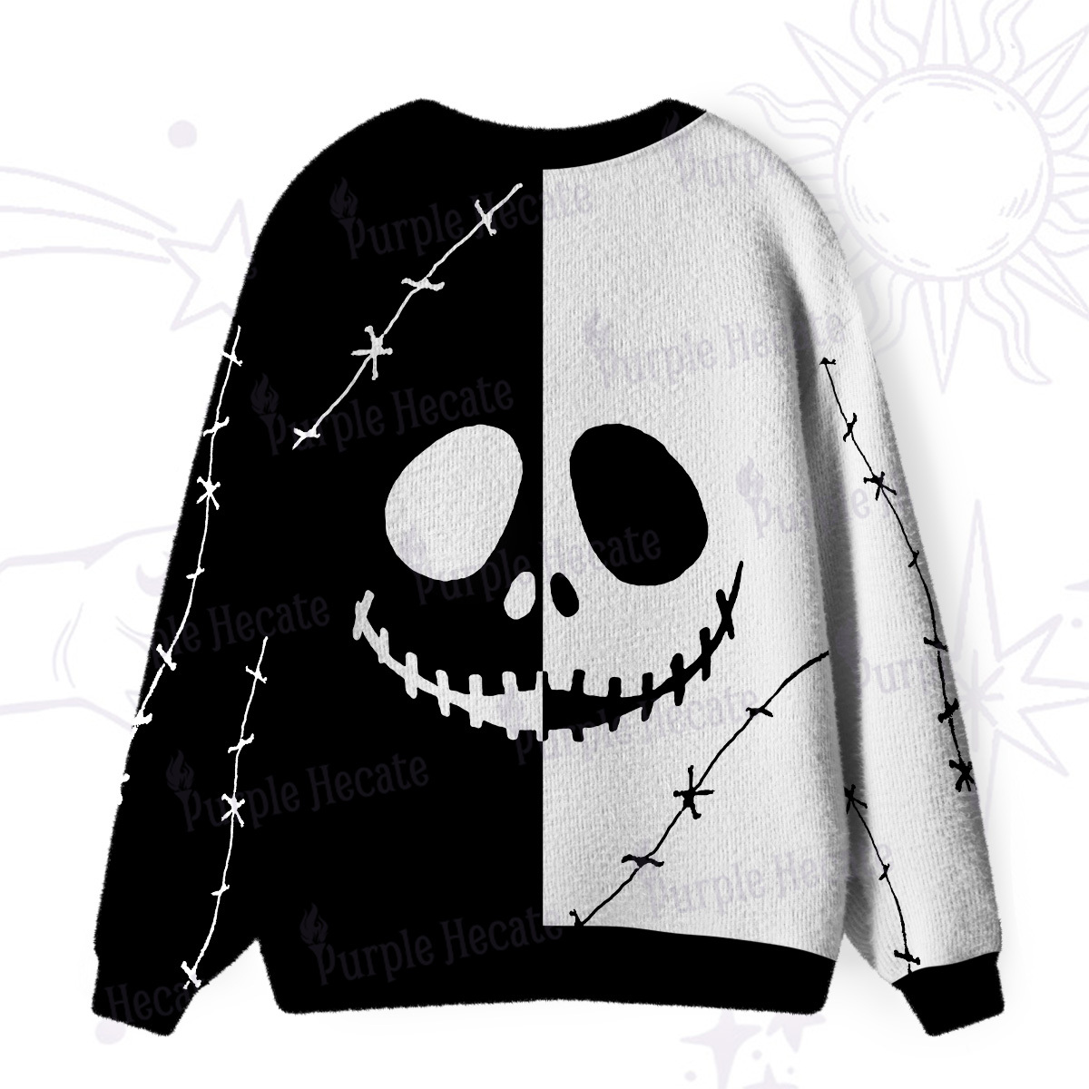 Purplehecate Nightmare Skeleton King Ugly Cardigan Sweaters