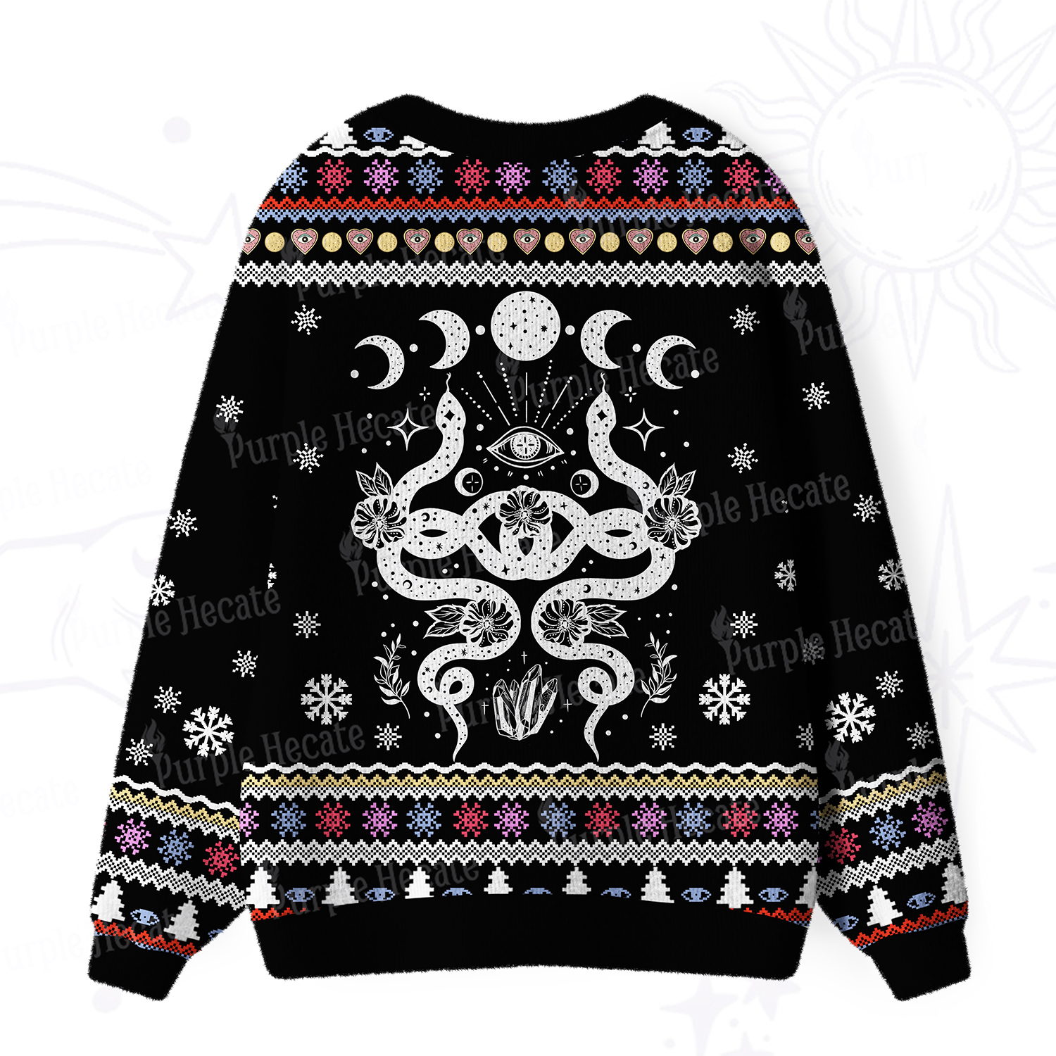 Purplehecate Lunar Serpent Alchemy Ugly Cardigan Sweaters
