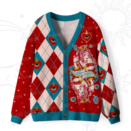 Purplehecate Queen of Hearts Ugly Cardigan Sweaters