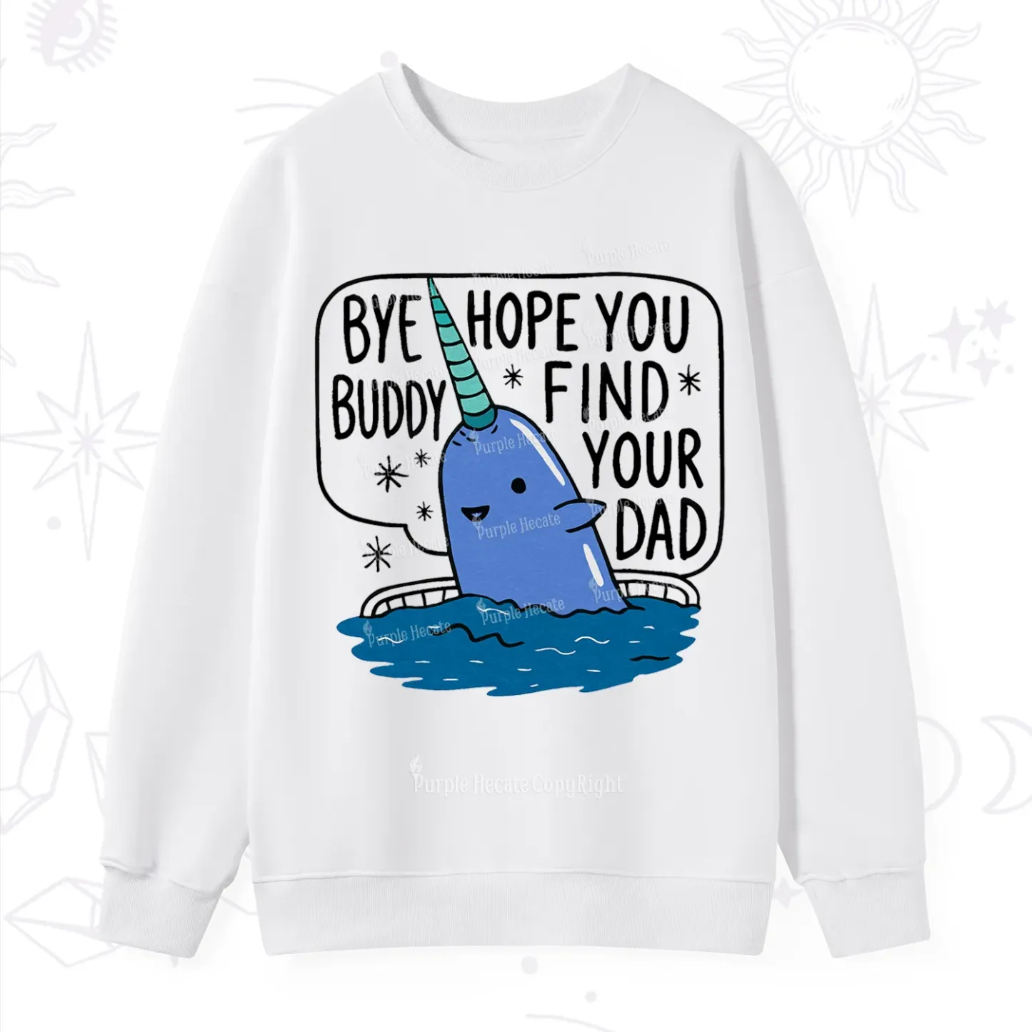 Purplehecate Good Luck Buddy Whale Christmas Sweatshirt