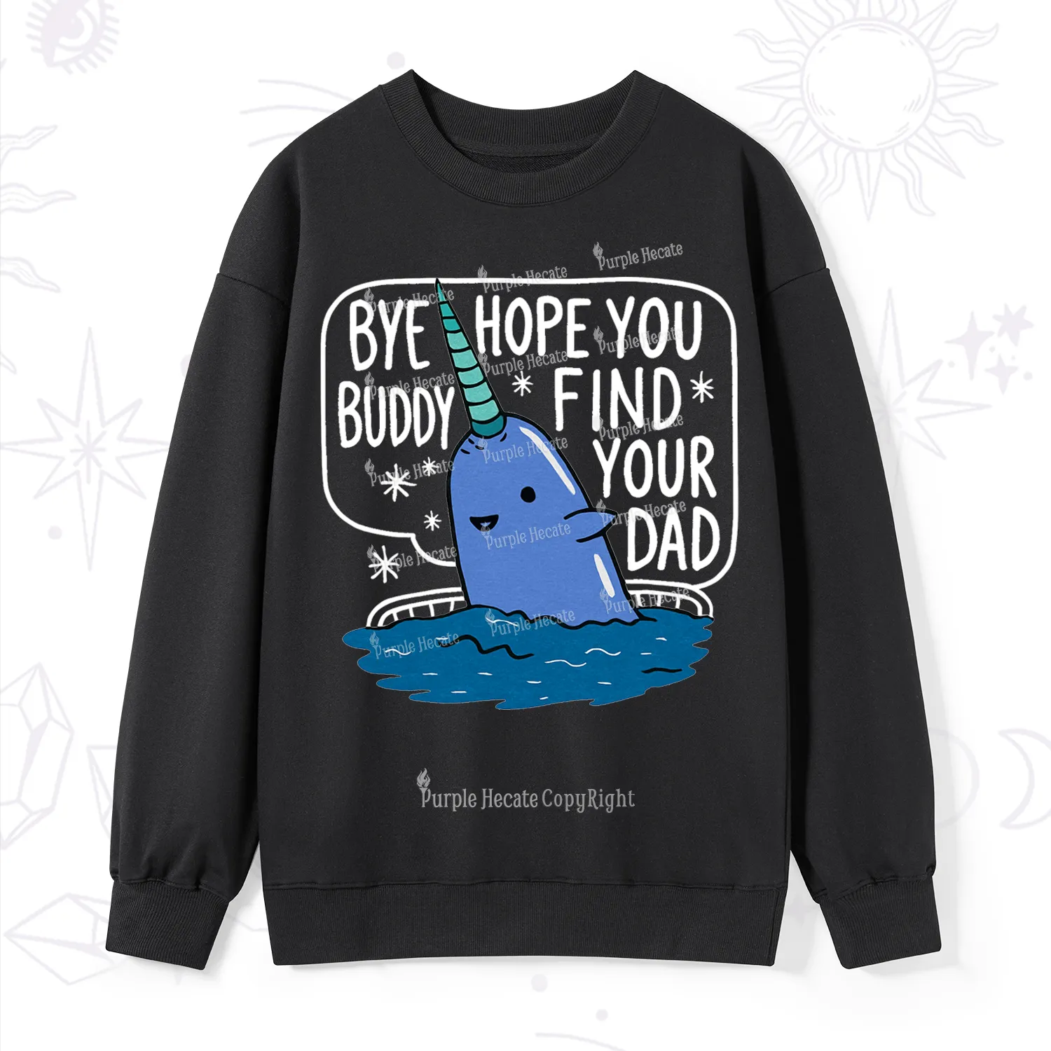 Purplehecate Good Luck Buddy Whale Christmas Sweatshirt
