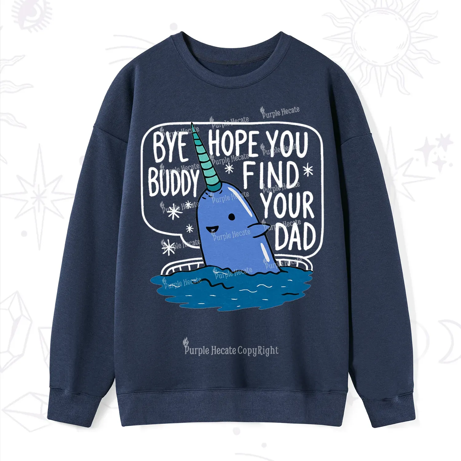Purplehecate Good Luck Buddy Whale Christmas Sweatshirt