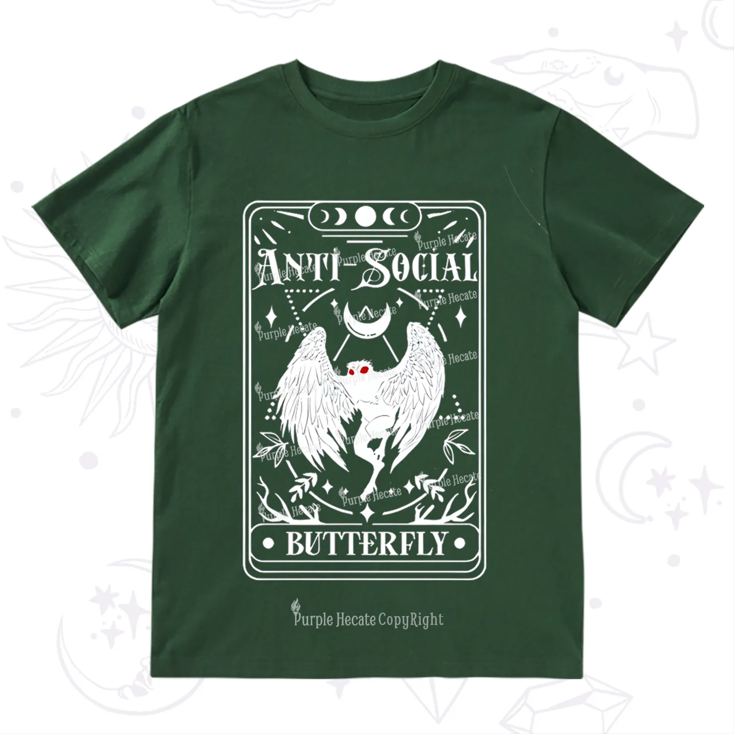 Purplehecate The Antisocial Butterfly Oracle Card T-Shirt